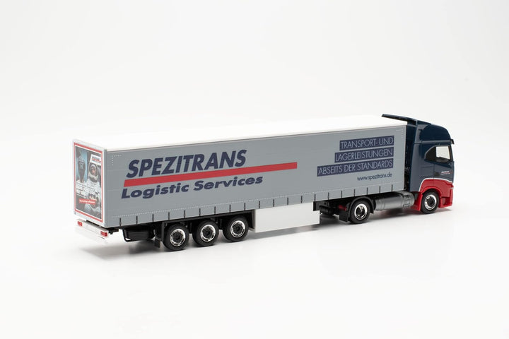 Herpa LKW Modell Iveco S-Way LNG Gardinenplanen-Sattelzug „Spezitrans“, originalgetreu im Massstab 1