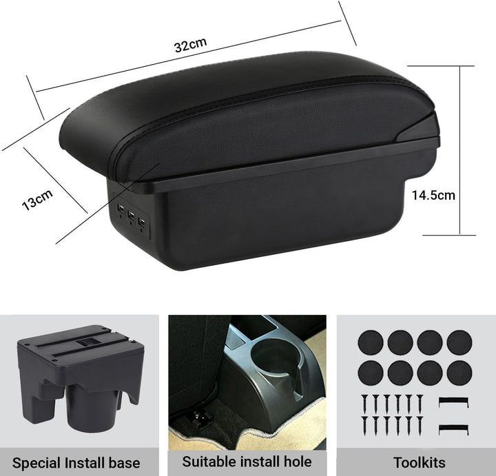 YJYWZH Auto Armlehnen für Golf 6 Mk6 2008-2013 Jetta Mk5 2006-2011 Vento Wagon 2009 2010 Doppelschic