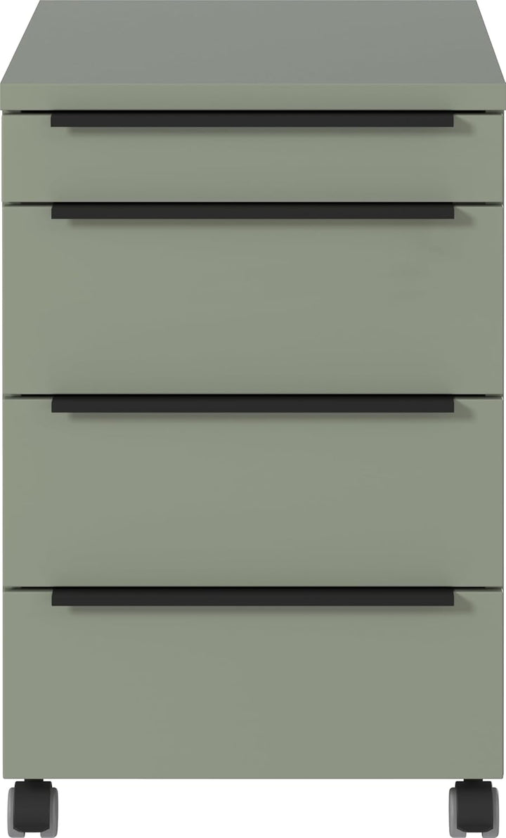 Germania Rollcontainer 4377-628, in Taupegrün, mit Utensilienfach, 42 x 63 x 60 cm (BxHxT), Taupegrü