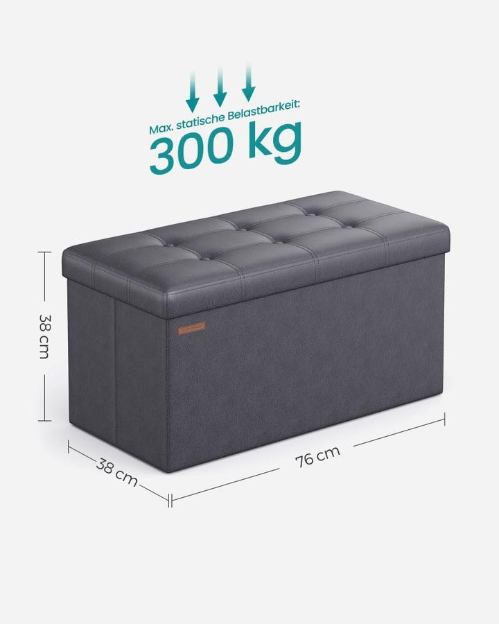 SONGMICS 76 cm Sitzbank mit Stauraum, Sitztruhe, Aufbewahrungsbox, Fusshocker, faltbar, gepolstert,