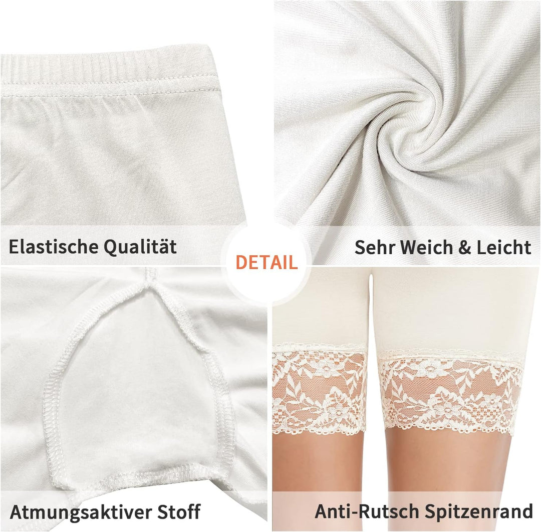 YARRCO Damen Unterhose Spitze Unter Rock Kurze Hose Unter Kleid Radlerhose Slipshorts Hohe Taille Sh