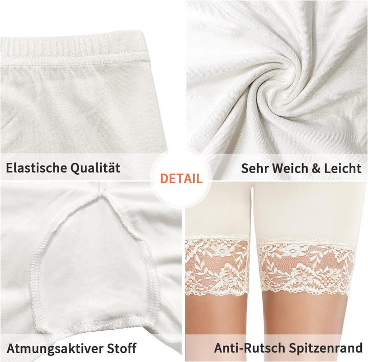 YARRCO Damen Unterhose Spitze Unter Rock Kurze Hose Unter Kleid Radlerhose Slipshorts Hohe Taille Sh