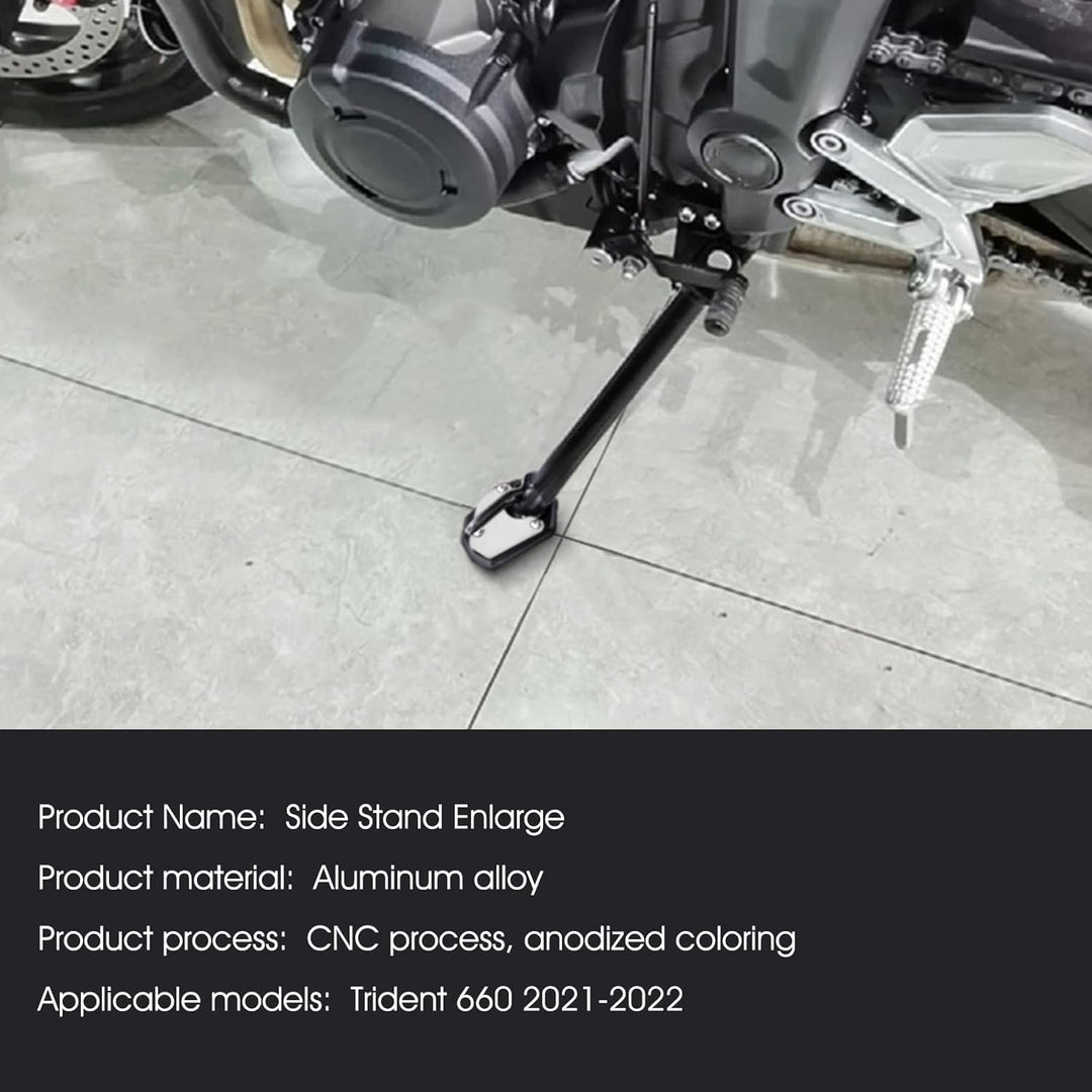 MOLONG CNC Aluminium Seitenständer Vergrössern Platte für Trident 660 2021 2022 Silber, Silber