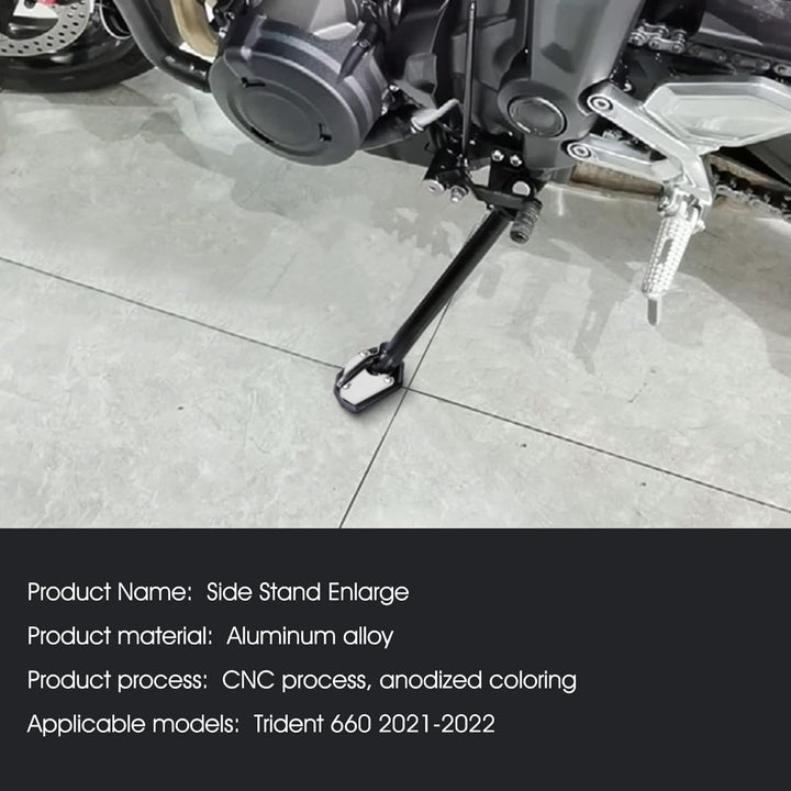 MOLONG CNC Aluminium Seitenständer Vergrössern Platte für Trident 660 2021 2022 Silber, Silber