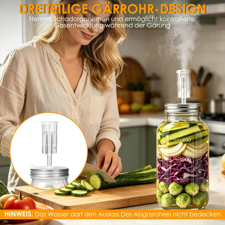 2L Fermentierglas mit Gewicht & Gärventil, 2er Fermentationsglas mit Fermentiergewichte, Fermentiere