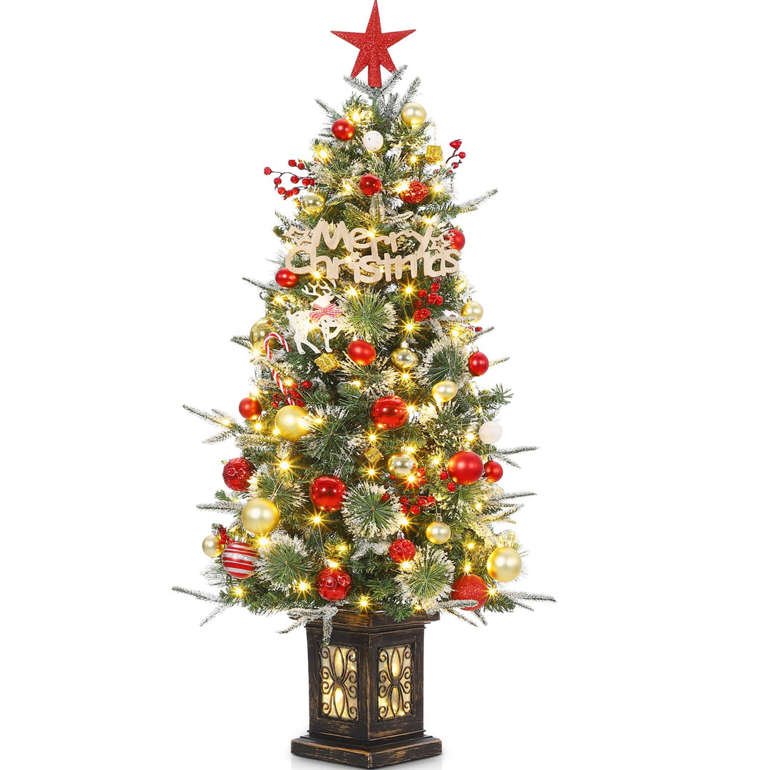 125cm Weihnachtsbaum Künstlich mit Beleuchtung, 4ft Künstlicher Weihnachten Baum mit 150 Warmweissen