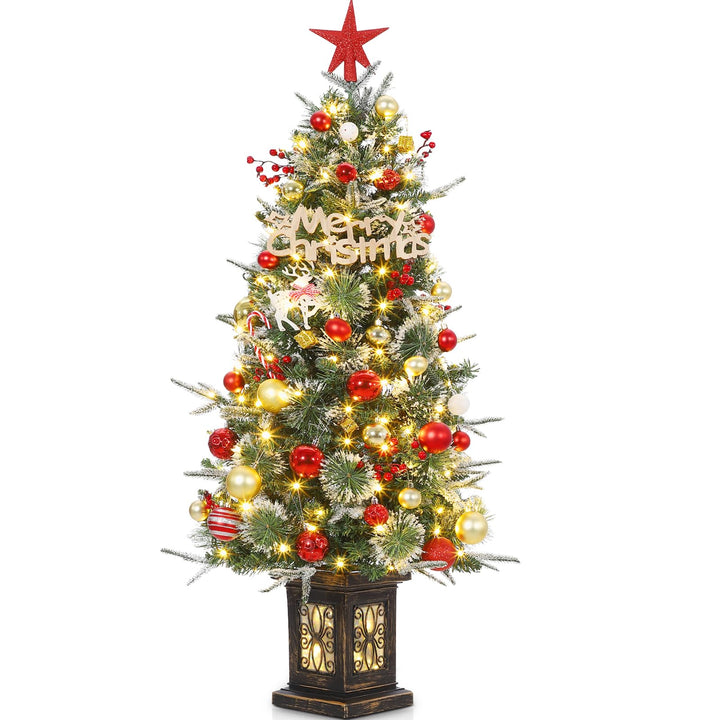 125cm Weihnachtsbaum Künstlich mit Beleuchtung, 4ft Künstlicher Weihnachten Baum mit 150 Warmweissen