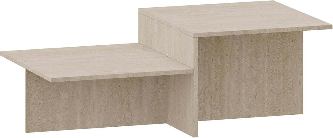 [en.casa] Couchtisch Taniena Wohnzimmertisch mit doppelter Tischplatte eckig Beistelltisch 100 x 55