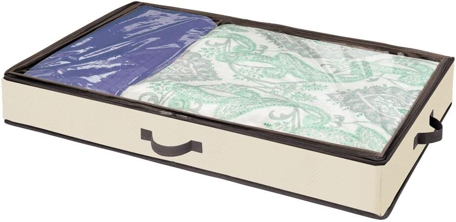 mDesign Unterbettkommode – Bettkasten mit durchsichtigem Deckel für Kleidung, Bettwäsche und mehr –