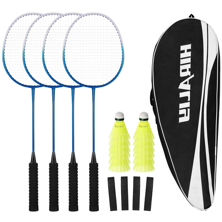 HIRALIY Badminton Schläger für Spiele im Freien, leichtes Federball 4er-Set für Kinder & Erwachsene