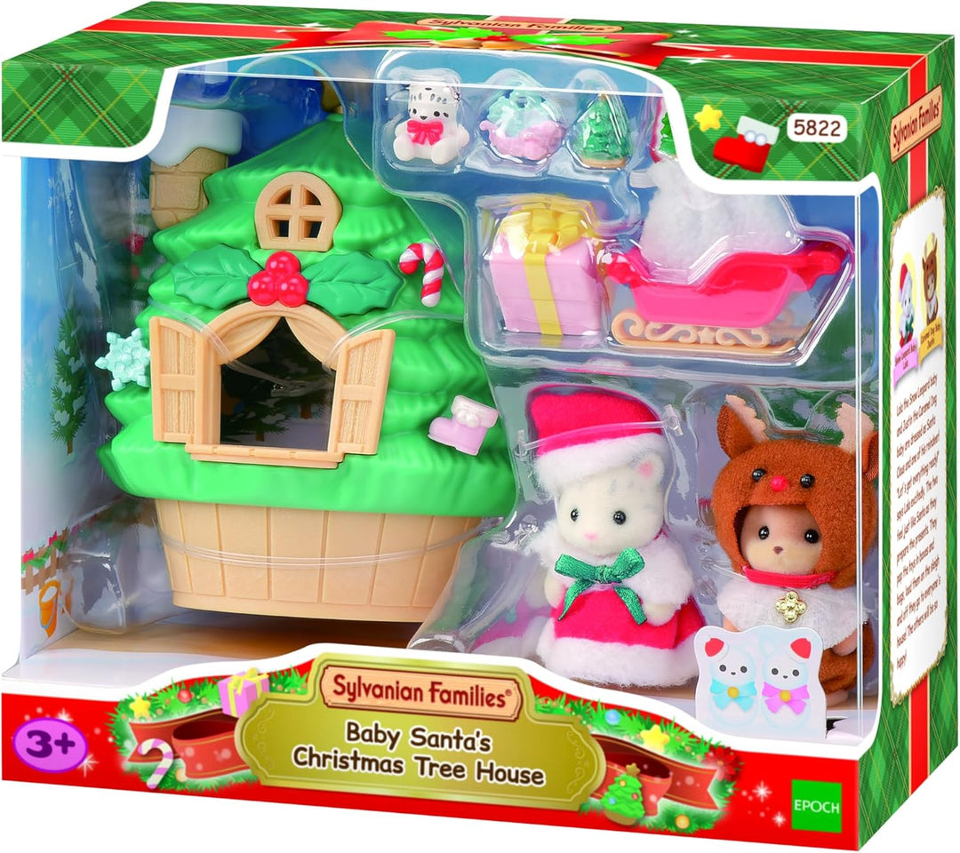 Sylvanian Families - 5822 Baby Santas Weihnachtshaus Spielset, Spielset mit Tierfigur,Schneeleopard,