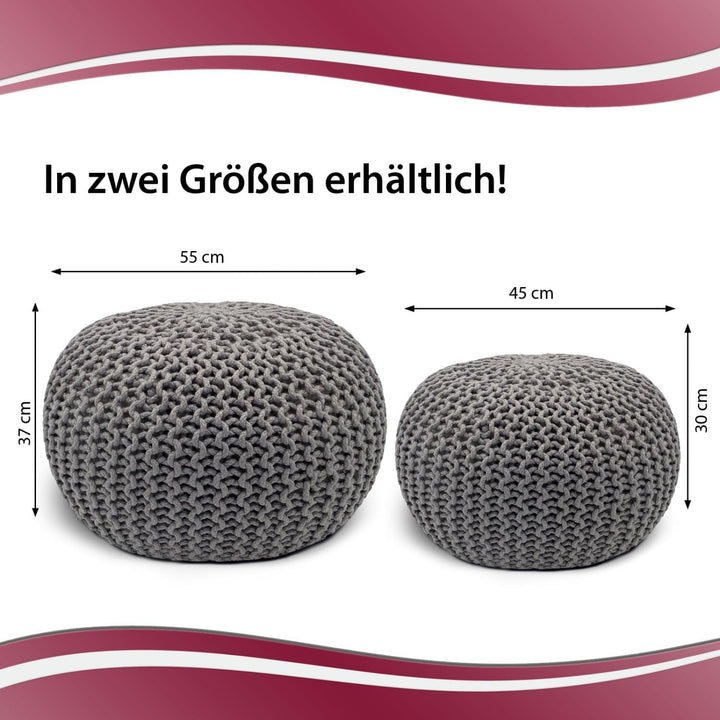 casamia Pouf Bodenkissen ø45 o. 55cm Sitzpouf Hocker nachhaltig f. innen u. aussen Farbe grau - Silb