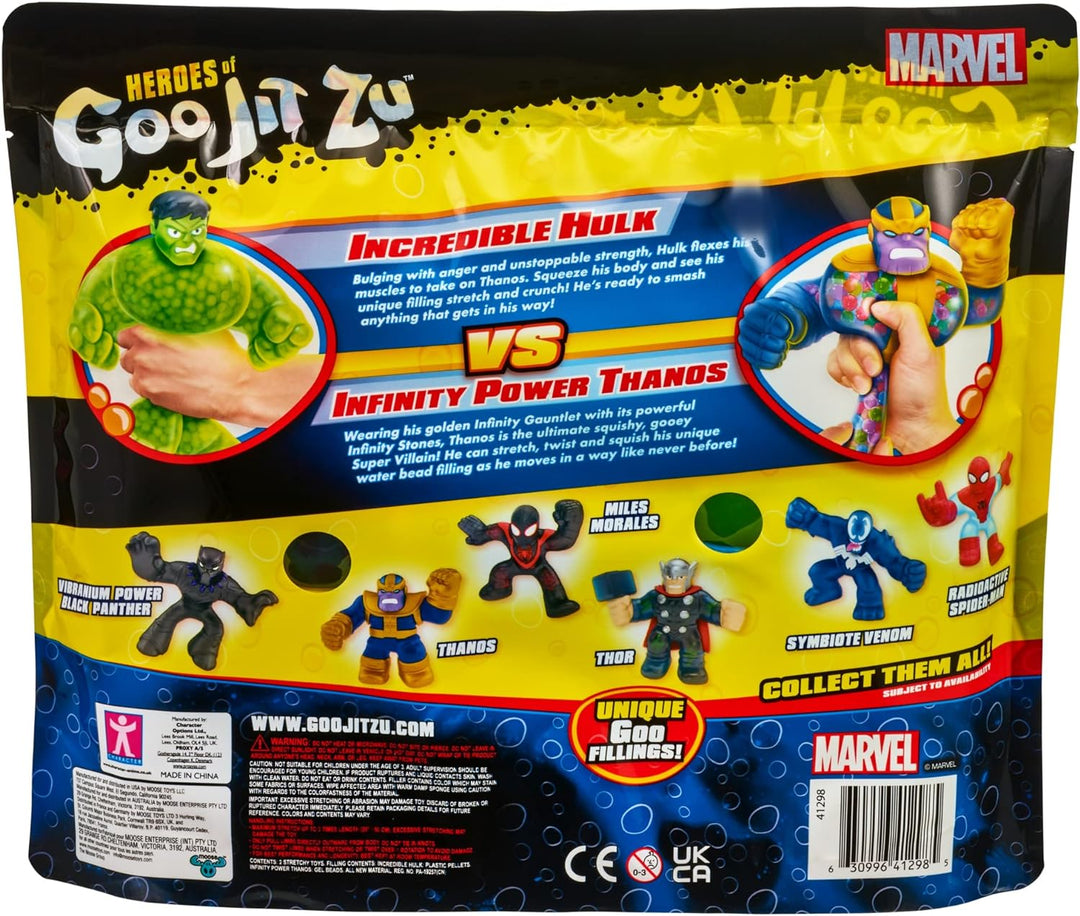 Heroes of Goo Jit Zu Marvel Versus Pack - Hulk vs Thanos, Squishy, Stretchy, Gooey Heroes, Perfect C
