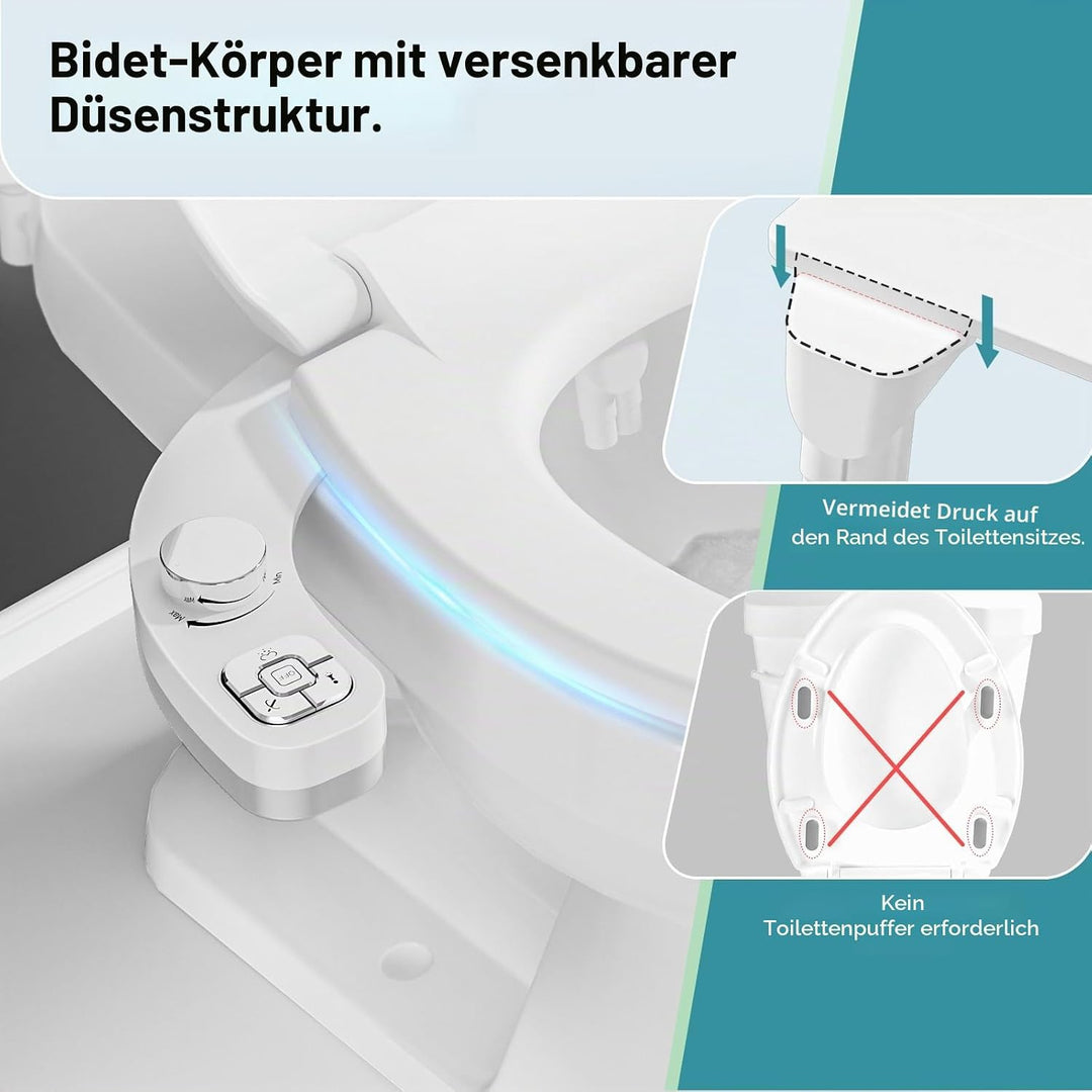 PIKETS Bidet Aufsatz Bidet Einsatz für Toilette WC Toilettensitz Bidet Aufsatz Wasserdruckregelung,