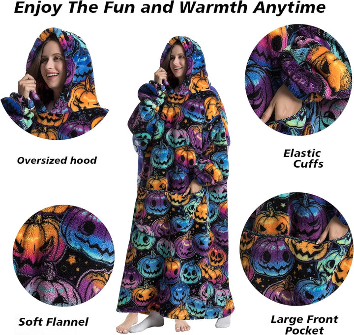 Yzehomijia Lange Hoodie Decke mit Ärmeln für Damen &amp; Erwachsene - Kuscheldecke mit Ärmeln - Weiche &amp;