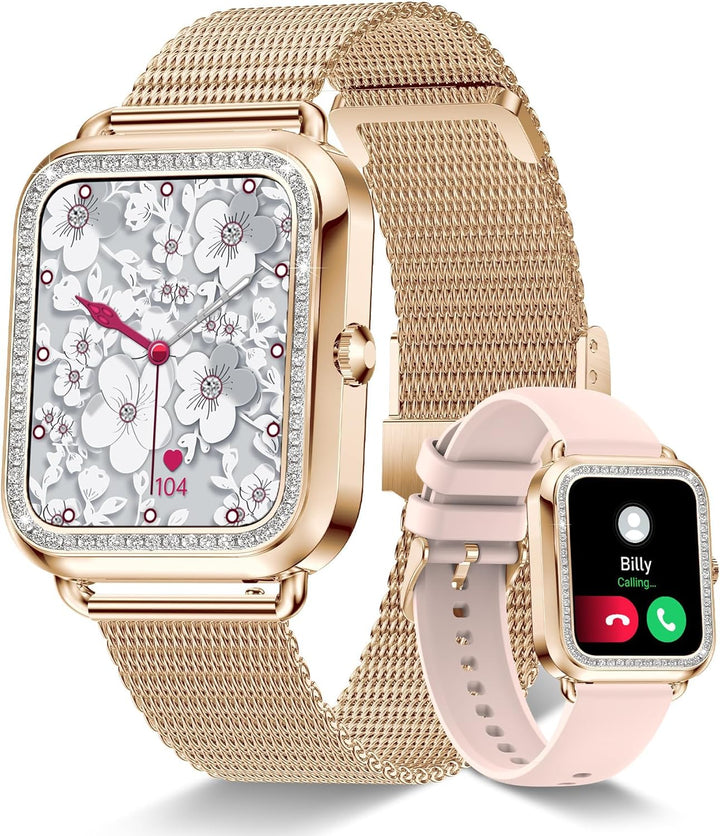 Lefitus Smartwatch Fitness Damen Smart Watch mit Bluetooth Anruf Antwort Freisprecheinrichtung 1,60
