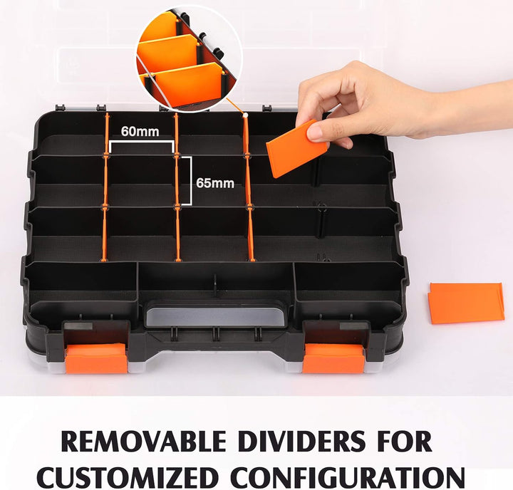 MIXPOWER 34-Compartments Double Sided Organizer with Impact Resistant Polymer and Customized Removab