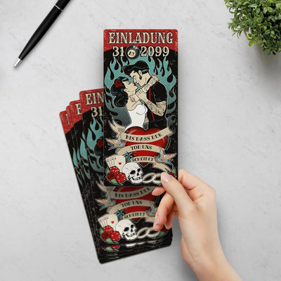 Hochzeit Einladungen (10 Stück) - Rockabilly - Hochzeitskarten Vintage Rock 1950er