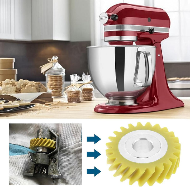 W10112253 Mixer-Schneckengetriebe-Ersatz (gelb) mit 2 Kohlebürsten, passend für 5KSM150 5KSM45 5KSM9