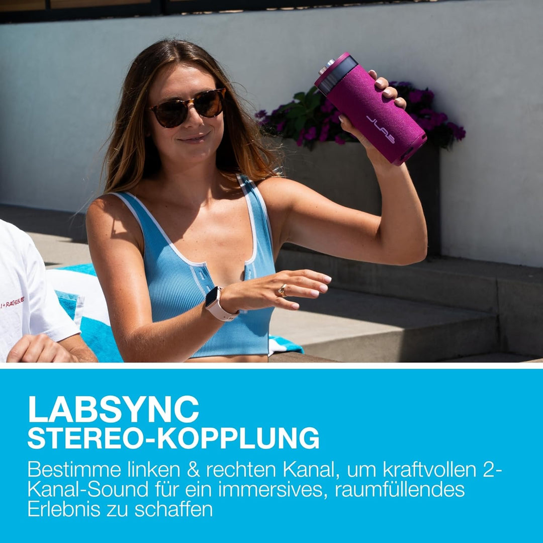 JLab Go Party Tragbarer Bluetooth Lautsprecher mit 16H+ Akkulaufzeit - 10W Drahtloser Outdoor Reise-
