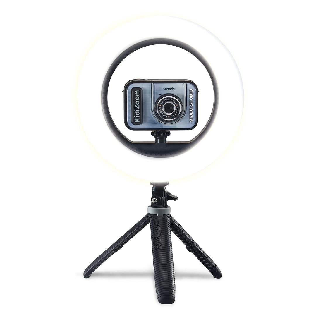 VTech KidiZoom Video Studio Deluxe Bundle – Kinderkamera mit Greenscreen, Stativ, Ringlicht, Handsch