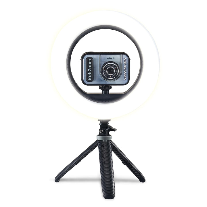 VTech KidiZoom Video Studio Deluxe Bundle – Kinderkamera mit Greenscreen, Stativ, Ringlicht, Handsch