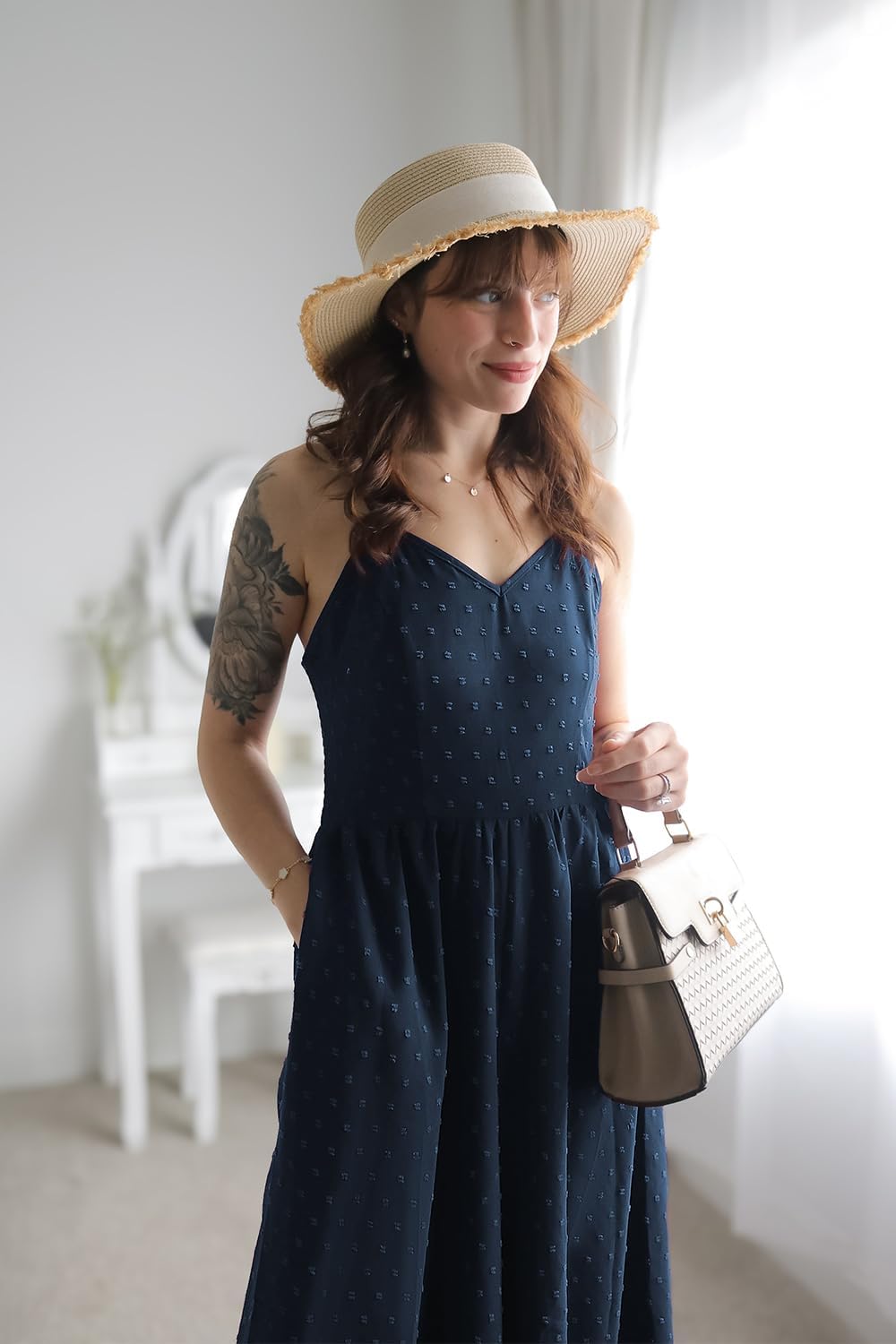 LAISHEN Jumpsuit Damen Sommer Overall Elegant Festlich Hochzeit Lang Hosenanzug Weites Bein Hose Pla
