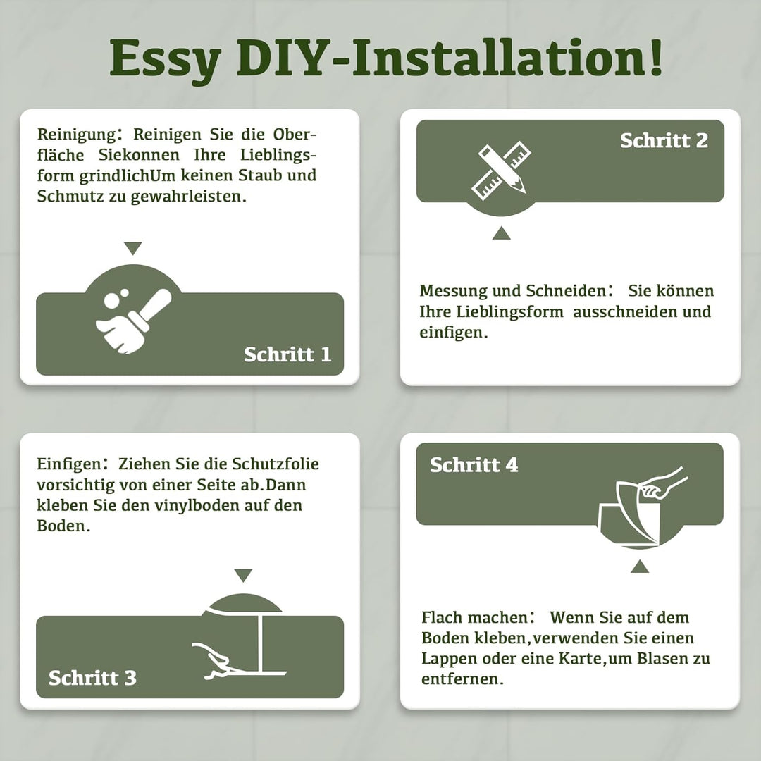 Vinylboden Selbstklebend PVC Bodenbelag Selbstklebende Vinyl Bodenaufkleber Fliesen Wasserfest und V