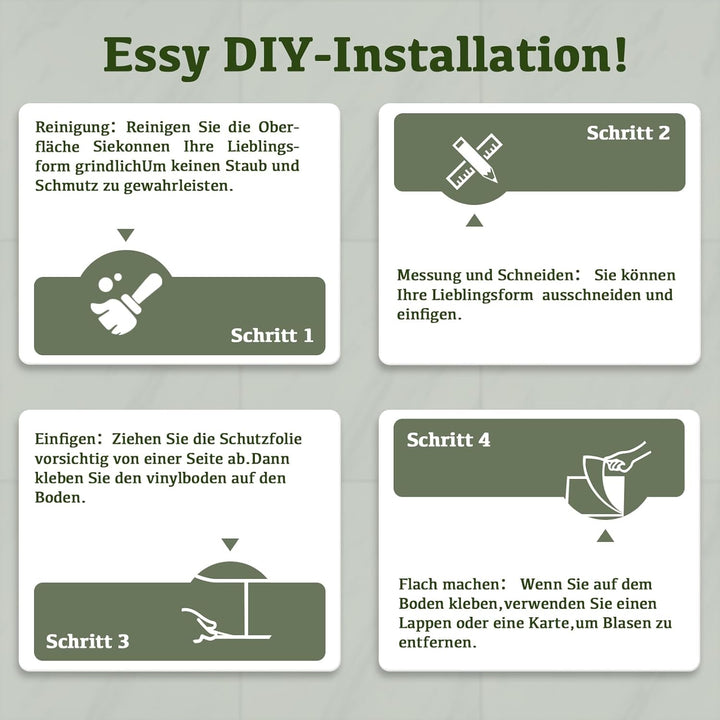 Vinylboden Selbstklebend PVC Bodenbelag Selbstklebende Vinyl Bodenaufkleber Fliesen Wasserfest und V