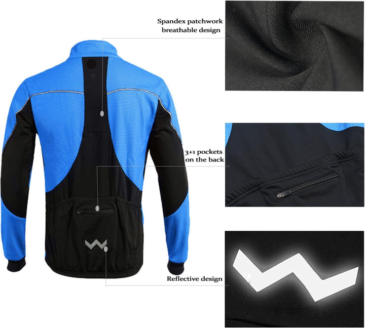 HOMTOL Herren Fahrradjacke Polarfleece-Futter Wasserdicht Winter Thermal Radjacke winddicht regenfes