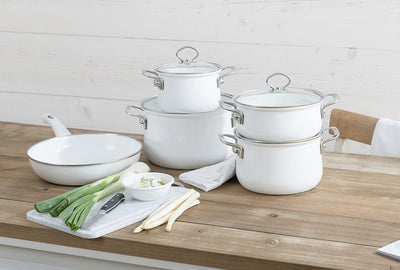 Riess, 0057-033, Ceramicglas Pfanne White 28, CLASSIC- EMAILLEPFANNE, Durchmesser 28 cm, Höhe 6.5 cm