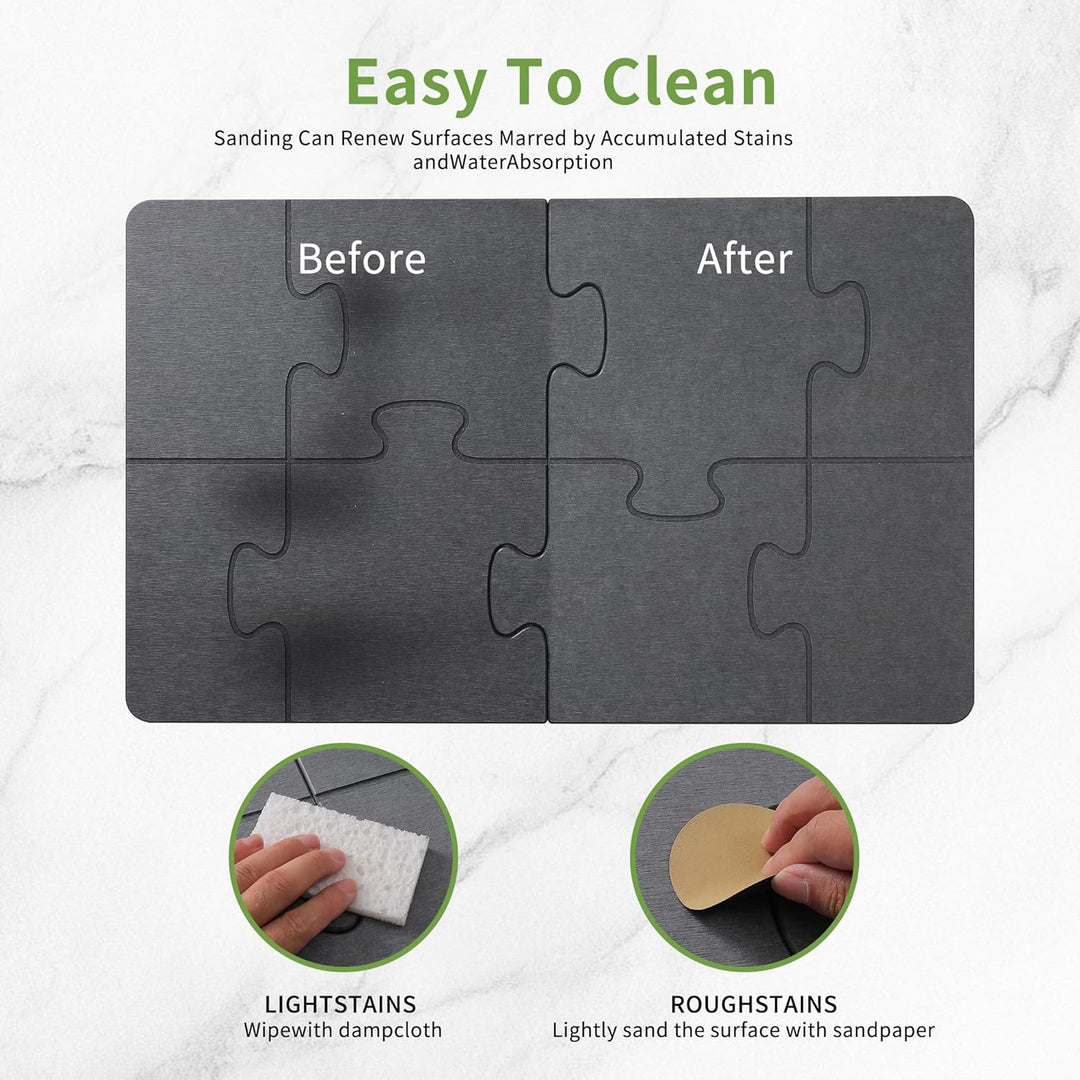 Diatomite Stone Bath Mat - Faltbar Steinmatte Badezimmer - Stein Badematte - Duschvorleger Schnelltr