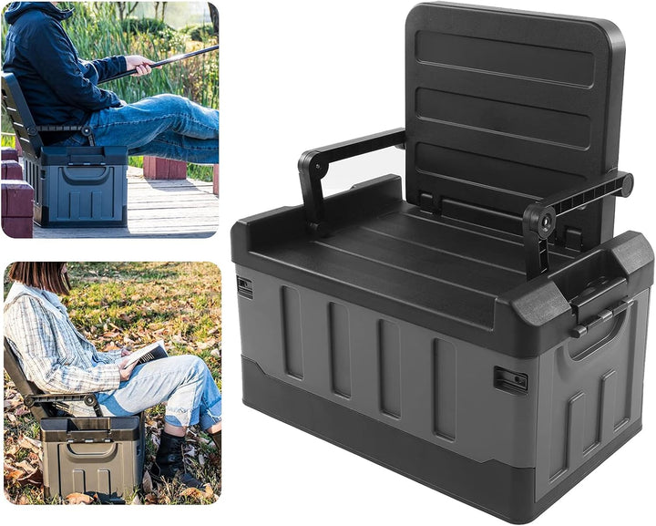 Klappbare Auto-Aufbewahrungsbox 70L, 2-in-1 Kofferraumbox mit Sitzfunktion, Camping-Aufbewahrungsbox