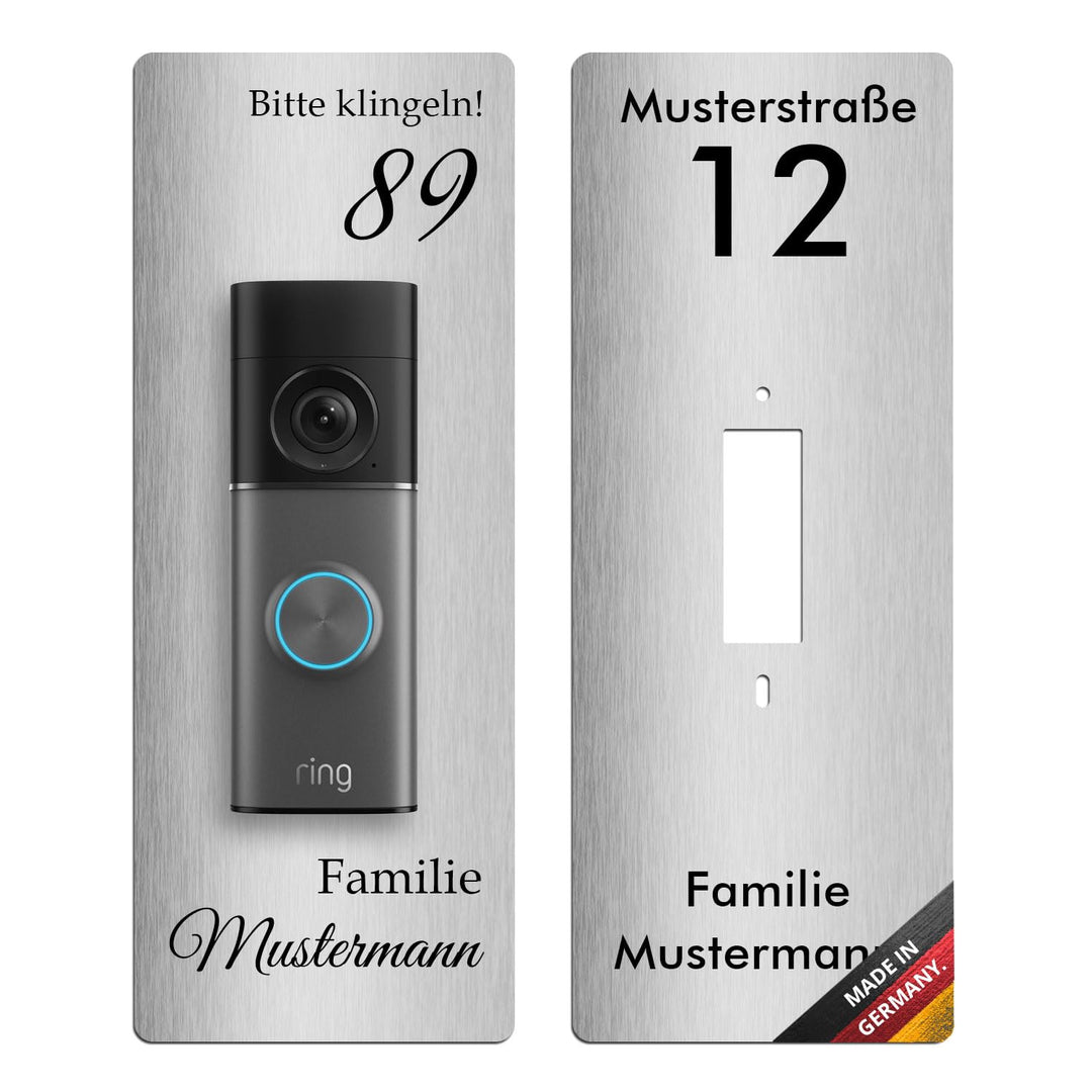 iSecur Edelstahl Blende personalisiert Premium - Passend für Ring Wired Doorbell Pro 3. Gen (2025) -