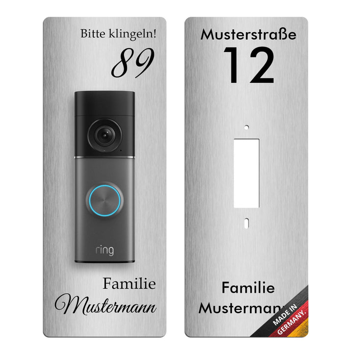 iSecur Edelstahl Blende personalisiert Premium - Passend für Ring Wired Doorbell Pro 3. Gen (2025) -
