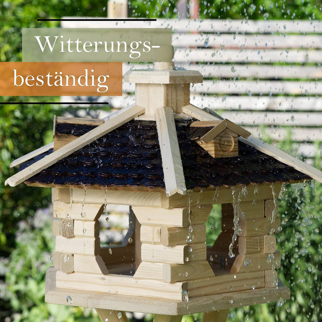 Vogelhaus V16 Natur Holzschindeldach (Grösse Standard L Solar, Dach Holzschindeln braun) Grösse Stan