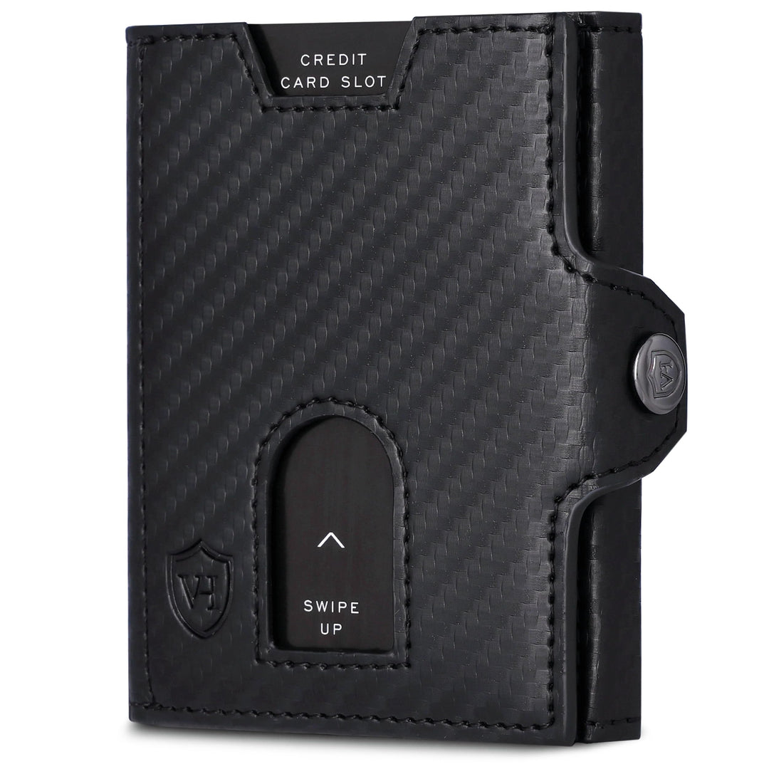VON HEESEN Slim Wallet mit XL Münzfach & RFID-Schutz - Leder Geldbeutel - Mini Geldbörse für Herren