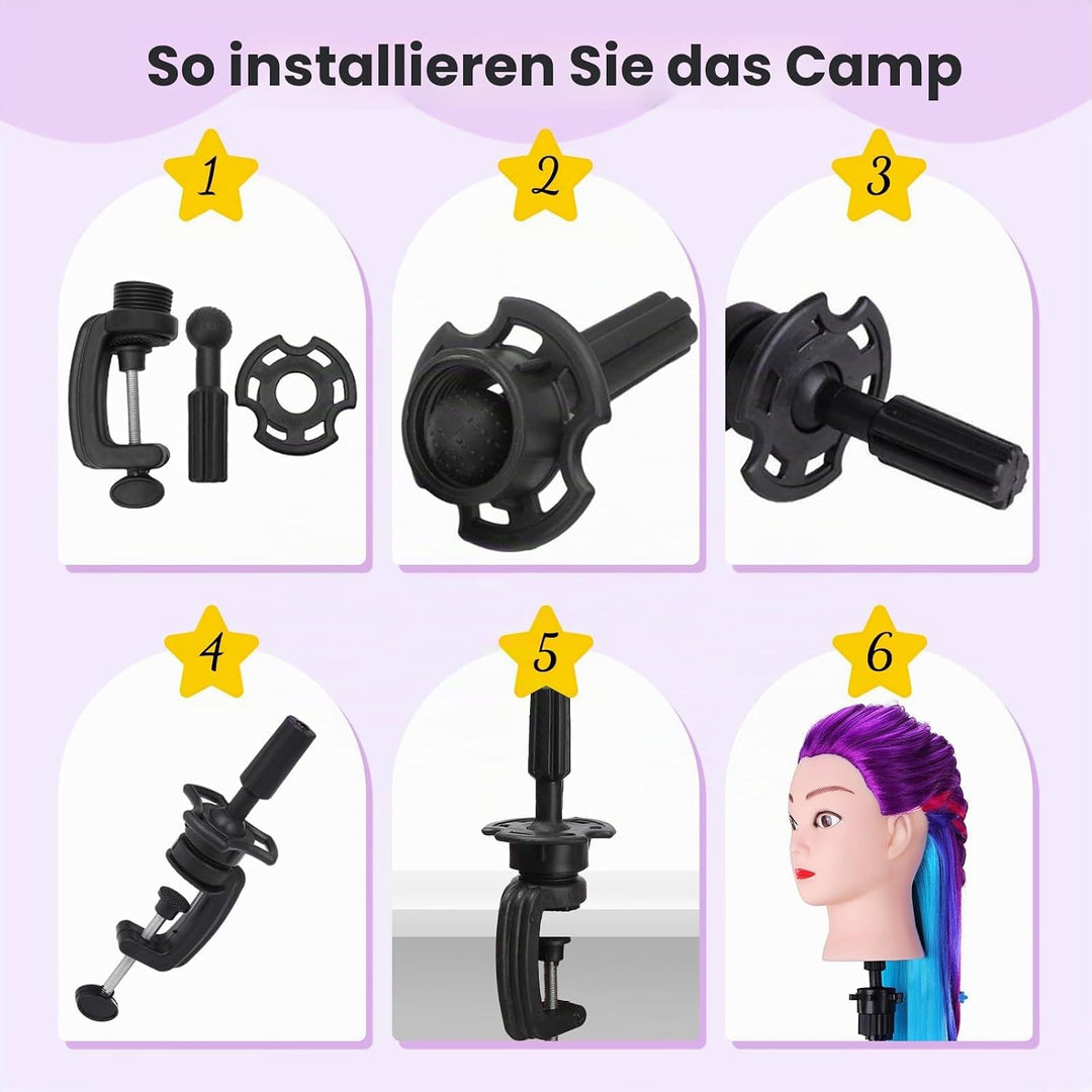 Yofuly Trainingskopf, 75 cm, Regenbogenfarben, Friseur, Mannequin, Puppe, Kunstfaser, Haarstyling-Se