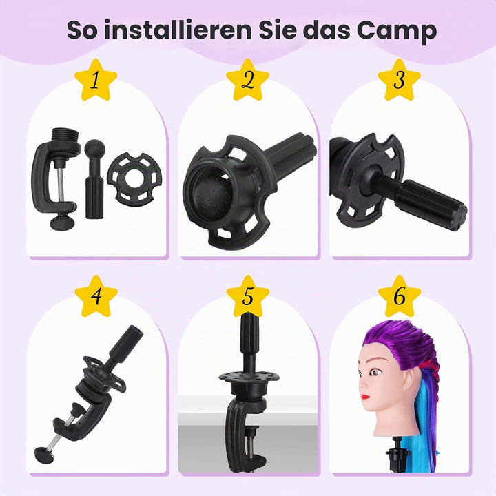 Yofuly Trainingskopf, 75 cm, Regenbogenfarben, Friseur, Mannequin, Puppe, Kunstfaser, Haarstyling-Se