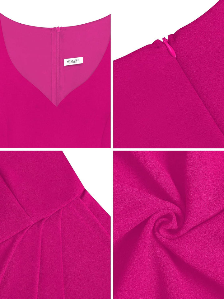 Missufe Damen Cocktailkleid Partykleid Hochzeitsgast Wickelkleid Minikleid Bodycon Elegant Sommerkle