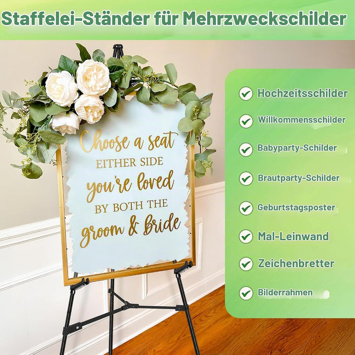 Staffelei – Faltbare Metall Staffelei, Verstellbare Bodenstaffelei mit Sofort Stativ – Leinwandständ