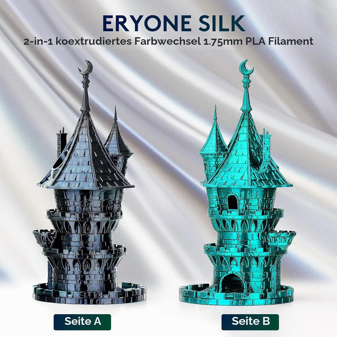 ERYONE Silk PLA Filament 1.75 mm, 3D Drucker Filament PLA Silk,+/- 0.03 mm,Seidiges Mehrfarbiges PLA