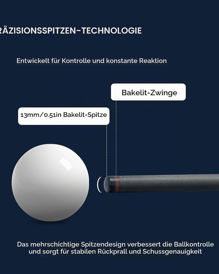 KONLLEN Break&amp;Jump Queuestab aus Kohlefaser-Technologie, 3-teilig, 12,9 mm Spitze Break Jump Queue B