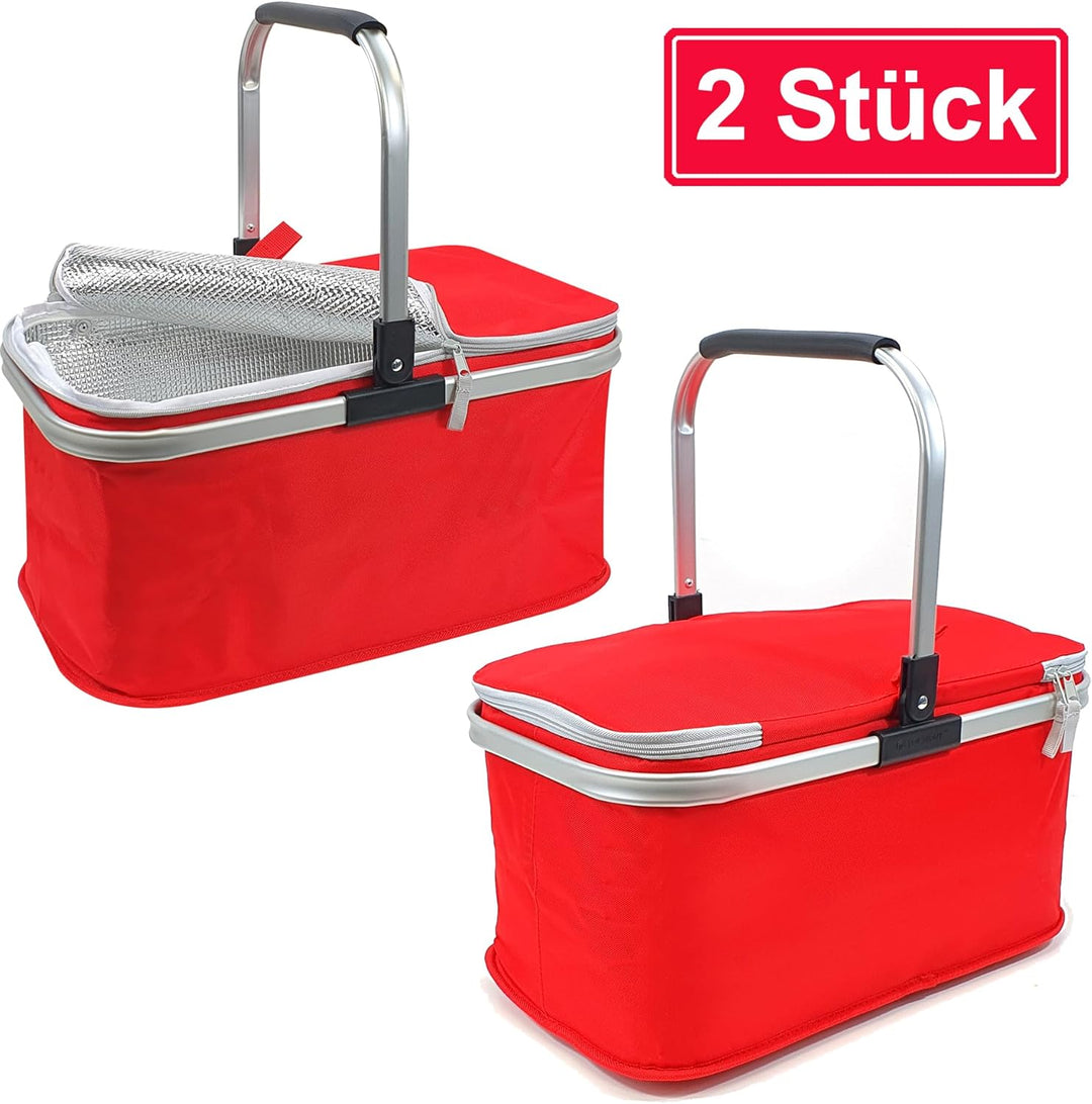 2 Stück 24L Einkaufskorb Gross Isolierkorb Kühlkorb Kühltasche Picknickkorb Thermotasche Kühltasche