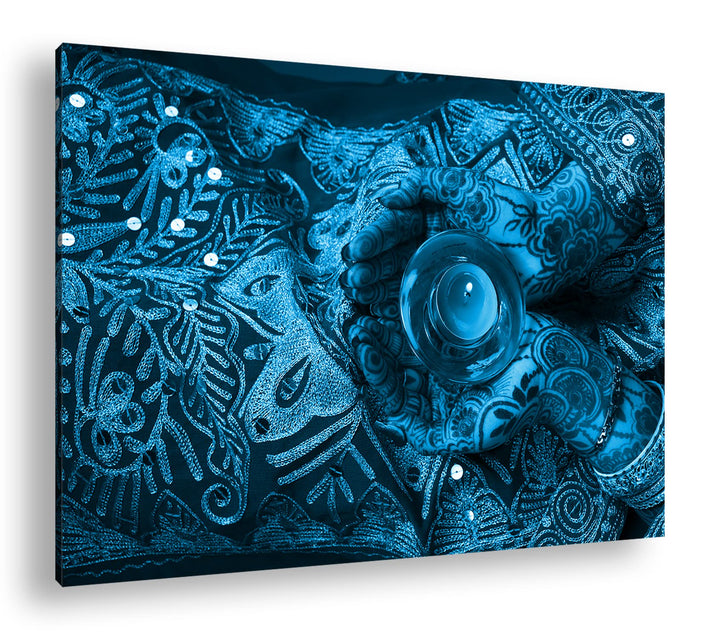 deyoli religiöse Körperbemalung Format: 80x60 Effekt: Monocrome Blau als Leinwand, Motiv fertig gera