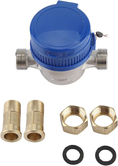 Cikonielf 1,5 m 3 / h 0-40 mechanischer Kupferwasserzähler 15 mm 1/2 Zoll Wasserstandsanzeige, geeig