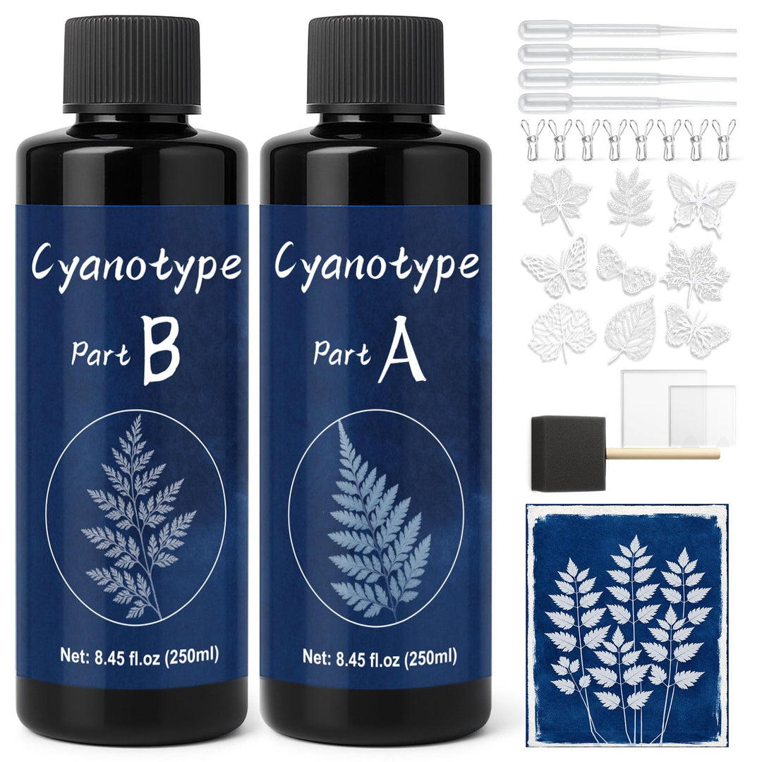 1DFAUL Cyanotypie-Lösungsset, 16.9oz flüssige Cyanotypie vorgemischt, kein Wasser erforderlich, Sonn