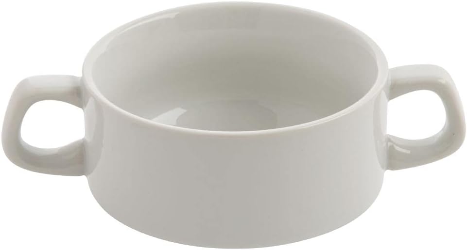 Olympia Athena Hotelporzellan stapelbare weisse Suppentassen mit Henkel 290 ml / 10 1/4 Unzen (12 St