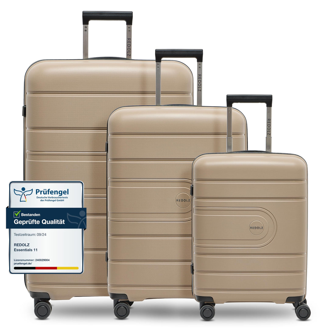 REDOLZ Hartschalen Koffer-Set 3-teilig | aus hochwertigem, leichtem Polypropylen | 4 Doppelrollen &