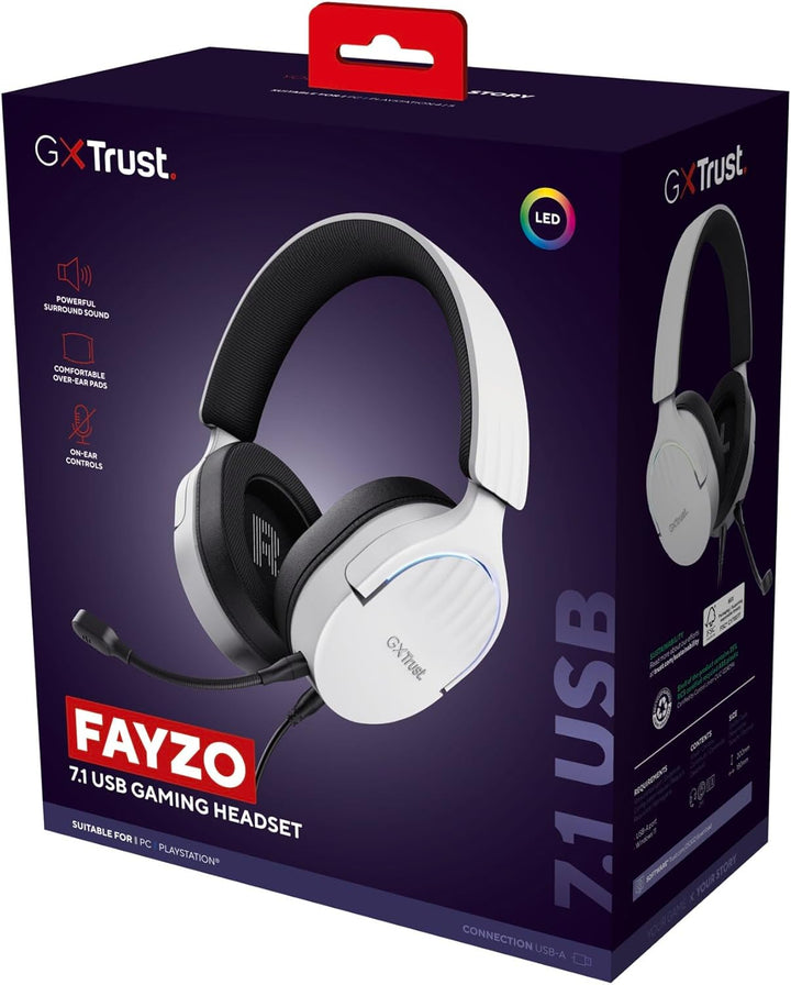 Trust Gaming GXT 490W Fayzo Gaming Headset USB 7.1 Surround Sound, 50mm Treiber, 35% Recyclingkunsts